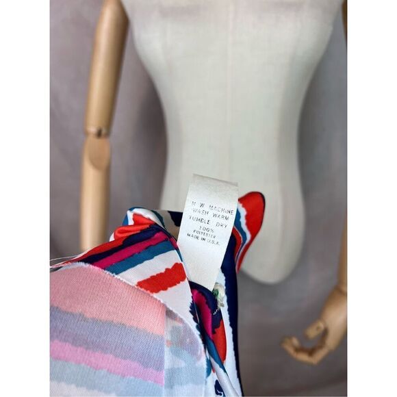 Vintage 1970s Psychedelic Print Dress Plus Size XL Mod MCM Disco Groovy Retro - Picture 11 of 11